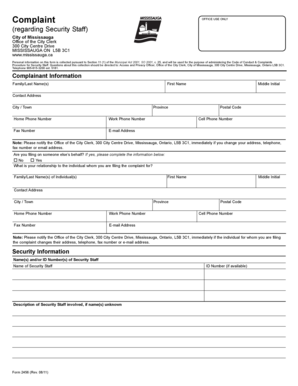 Complaint Form for Security Staff