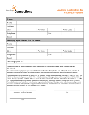 Landlord Application for Housing Programs