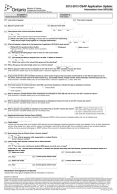 2012-2013 OSAP Spouse Information Form