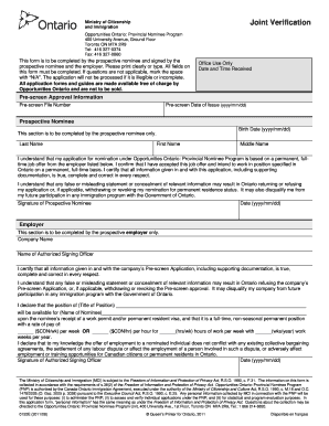 Joint Verification - Immigration en Ontario