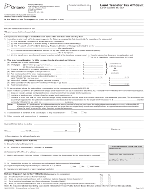 Ontario Land Transfer Tax Affidavit