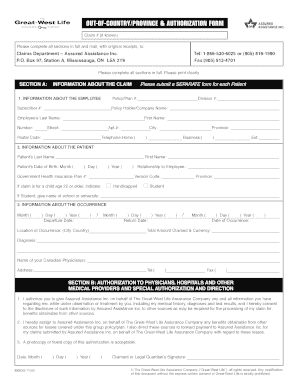 Out-of-Country/Province Claim Form