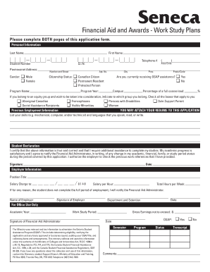 Financial Aid Work Study Application