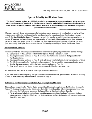 Special Priority Verification Form