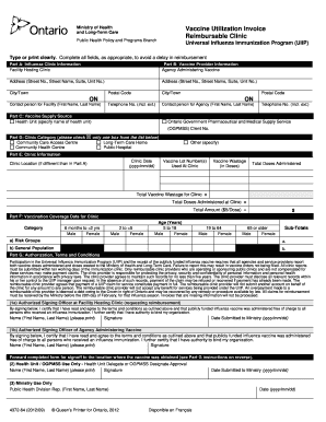 Ontario Influenza Vaccine Utilization Invoice
