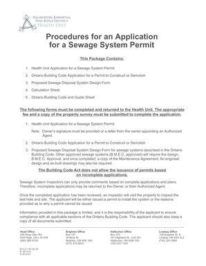 Ontario Sewage System Permit Application