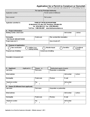 Application for a Permit to Construct or Demolish