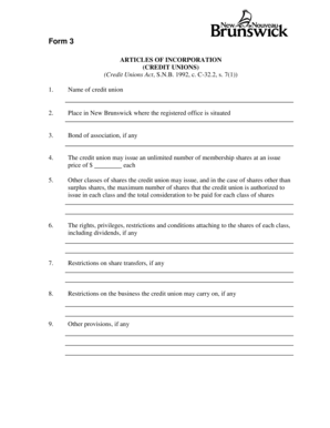 Form 3 - Articles of Incorporation - pxw1 snb