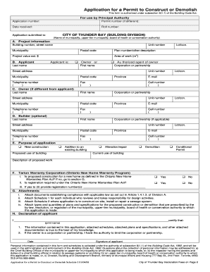 Application for a Permit to Construct or Demolish