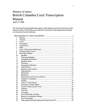 British Columbia Court Transcription Manual - Ministry of Justice - ag gov bc