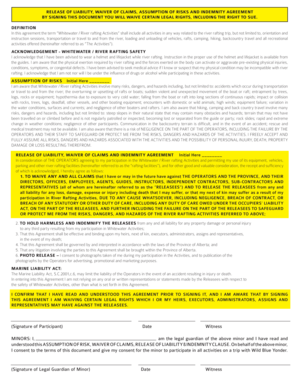 Whitewater Rafting Liability Waiver