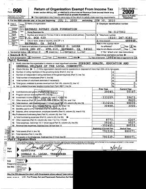 Form 990 Tax Exempt Organization Return