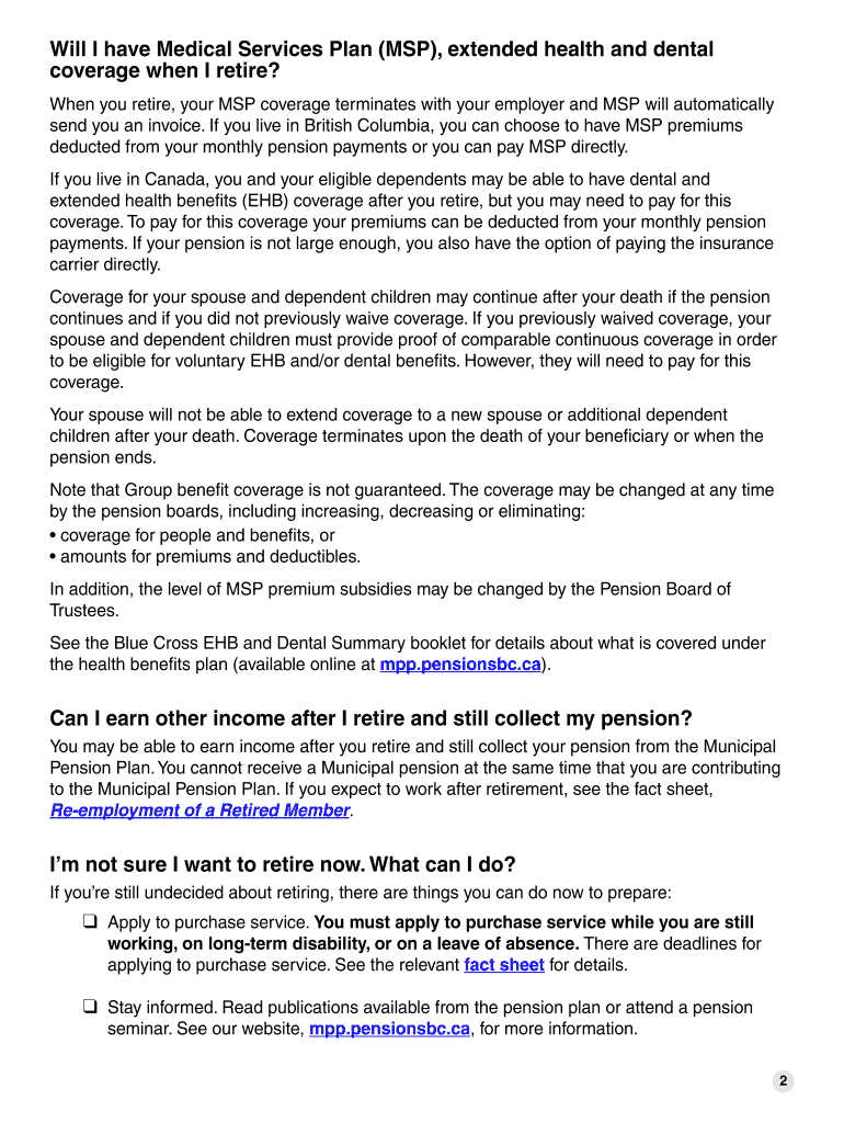 Form PC MPP 2003-090 Retirement Planning Package, Municipal Preview on Page 1