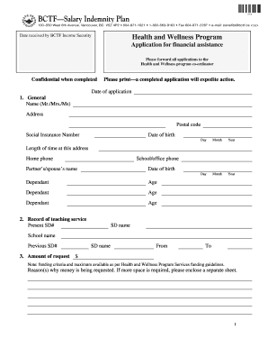 Financial assistance application form - bctf