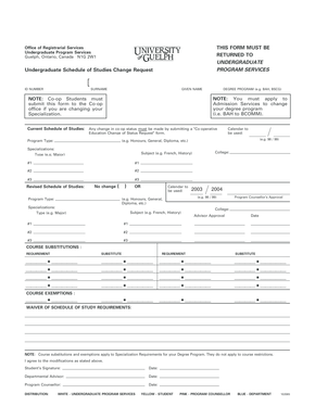 Undergraduate Schedule of Studies Change Request