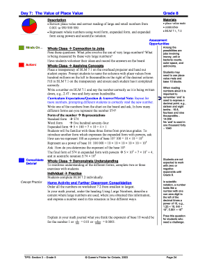 Grade 8 Place Value Worksheet