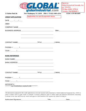 Global Industrial Credit Application
