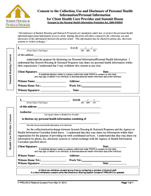 Sample Consent Form: - Summit Housing
