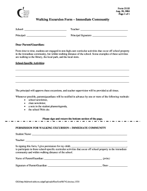 Walking Excursion Permission Form