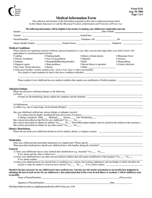 Medical Information Form 511E