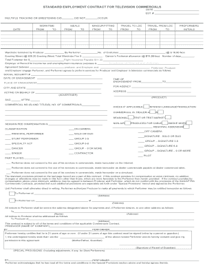 Standard Employment Contract for Television Commercials