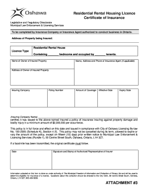 corporation of the city of oshawa certificate of insurance form