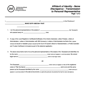 Statement of truth name discrepancy template - affidavit of discrepancy