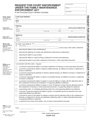 Request for Court Enforcement Form