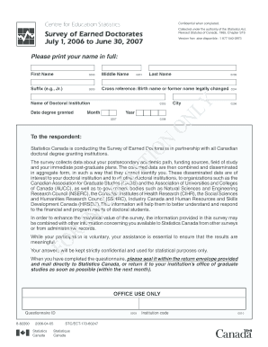 Survey of Earned Doctorates Form
