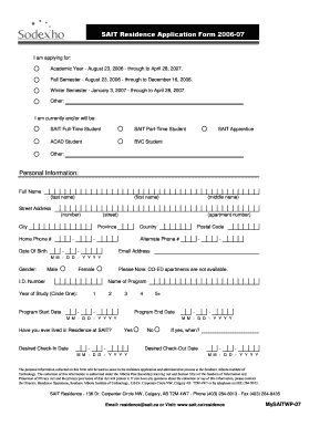 SAIT Residence Application Form