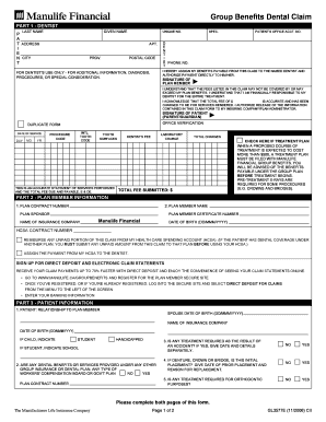 Group Benefits Dental Claim Form