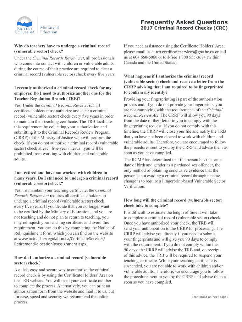 Why do teachers have to undergo a criminal record Preview on Page 1