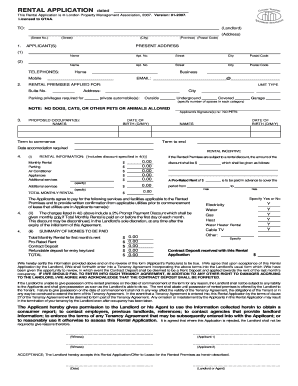 Property manager agreement template - london property management association rental application version 01 2007 form