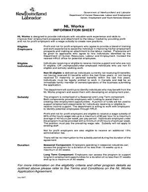 NL Works Application Agreement