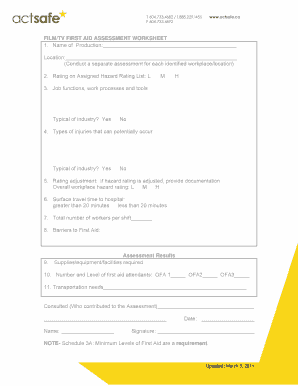 Download First Aid Assessment form (PDF)