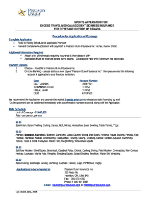 Sports Travel Medical Insurance Application