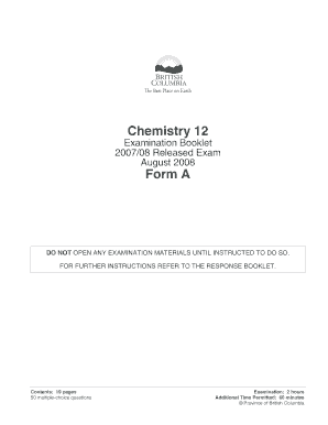 chemistry 12 provincial exams