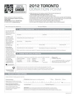 2012 Toronto Donation Form
