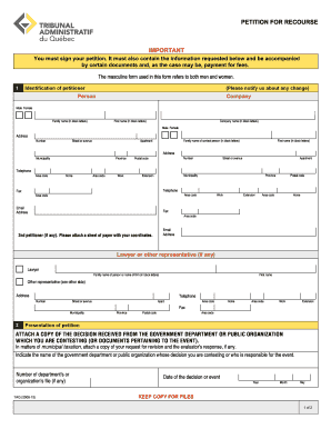 Quebec Administrative Tribunal Petition Form
