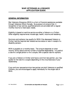 Fillable Online WAR VETERANS ALLOWANCE Fax Email Print - pdfFiller