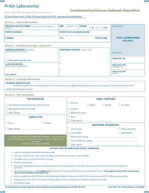 Gastrointestinal Disease Outbreak Requisition
