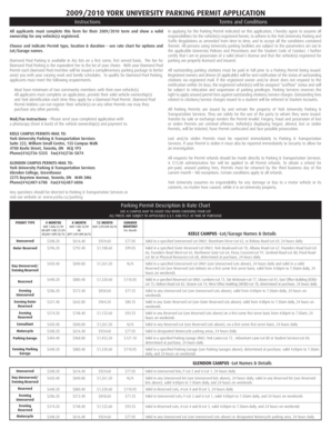York University Parking Permit Application