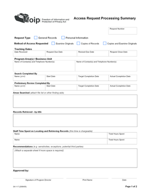 Access Request Processing Summary Form