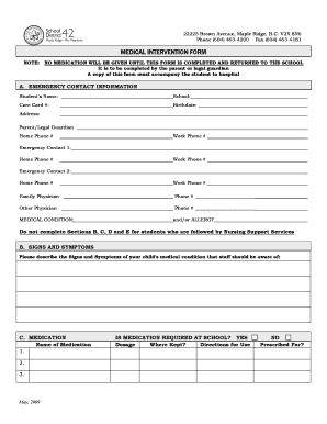 Medical Intervention Form