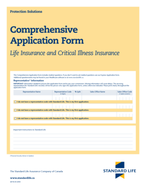 Standard Life Comprehensive Application Form