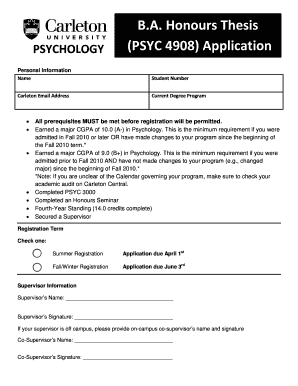 B.A. Honours Thesis Application