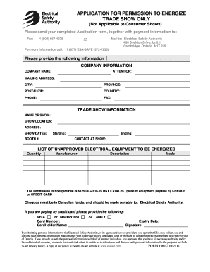 Trade Show Electrical Equipment Permission Application