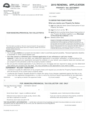 BC Property Tax Deferment Renewal Application