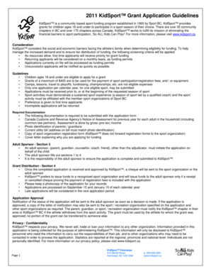 2011 KidSport Grant Application