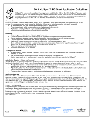 2011 KidSport BC Grant Application